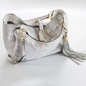 G.I.L.I White Large Genuine Leather Large Crossbody Bag
